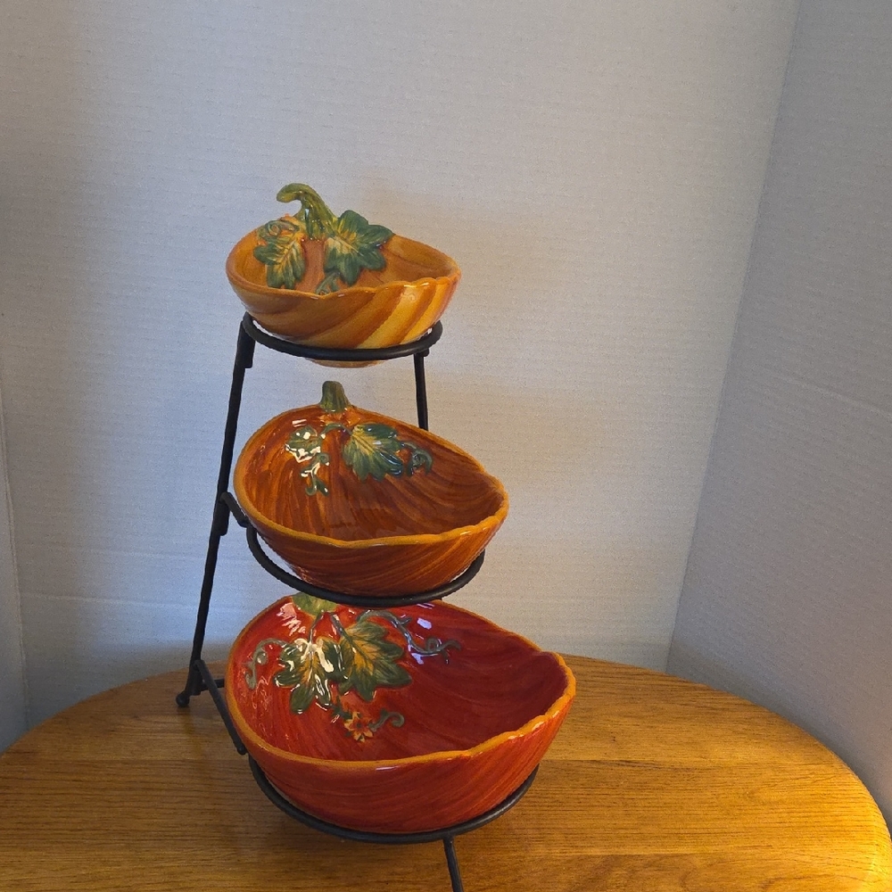 Pumpkin-Themed Holiday Decor Bowl Set